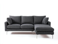 Canapé d'angle 240x160x85 cm - tissu gris chaise longue modulable pieds métal design contemporain salon intérieur