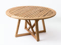 Table de jardin ronde en bois massif à lattes - Table extérieure design naturel 120x120x75 cm
