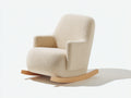 Fauteuil à bascule 75x85x95 cm - tissu bouclé crème structure bois design contemporain intérieur détente