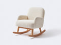 Fauteuil à bascule 70x65x92 cm - rocking chair en tissu bouclé beige et bois naturel - design scandinave pour salon et chambre