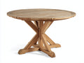 Table de jardin ronde 120x120x75 cm - bois massif design croisé extérieur contemporain - bois naturel - table repas jardin style moderne