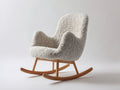 Fauteuil à bascule fauteuil bouclé crème 74x80x100 cm bois naturel style moderne salon détente