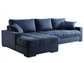 Canapé d'angle en velours bleu avec méridienne - Canapé modulable moderne style contemporain 260x170x85 cm