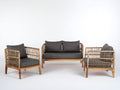 Canapé de jardin 140x75x75 cm - ensemble bois naturel corde tressée - gris foncé - salon extérieur style contemporain