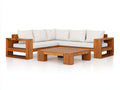 Canapé de jardin en L 260x260x70 cm - structure bois massif salon extérieur - bois naturel blanc - design moderne extérieur