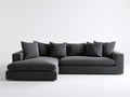 Canapé d'angle 260x160x80 cm - tissu gris chaise longue design contemporain pieds bois salon intérieur modulable