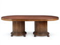 Table de jardin ovale en bois massif double piètement cylindrique - Table extérieure design classique haut de gamme 180x90x75 cm