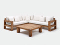 Canapé de jardin d'angle bois massif design moderne 260x260x70 cm ensemble extérieur avec table basse 80x80x35 cm style terrasse