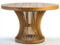 Table de jardin en bois massif design moderne 120x120x75 cm ronde style extérieur pied sculptural