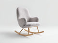Fauteuil à bascule en tissu bouclé bois naturel 74x80x98 cm - gris clair - style moderne scandinave fauteuil relax intérieur
