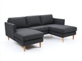 Canapé d'angle 260x170x80 cm - tissu gris modulable chaise longue pieds bois design contemporain salon intérieur